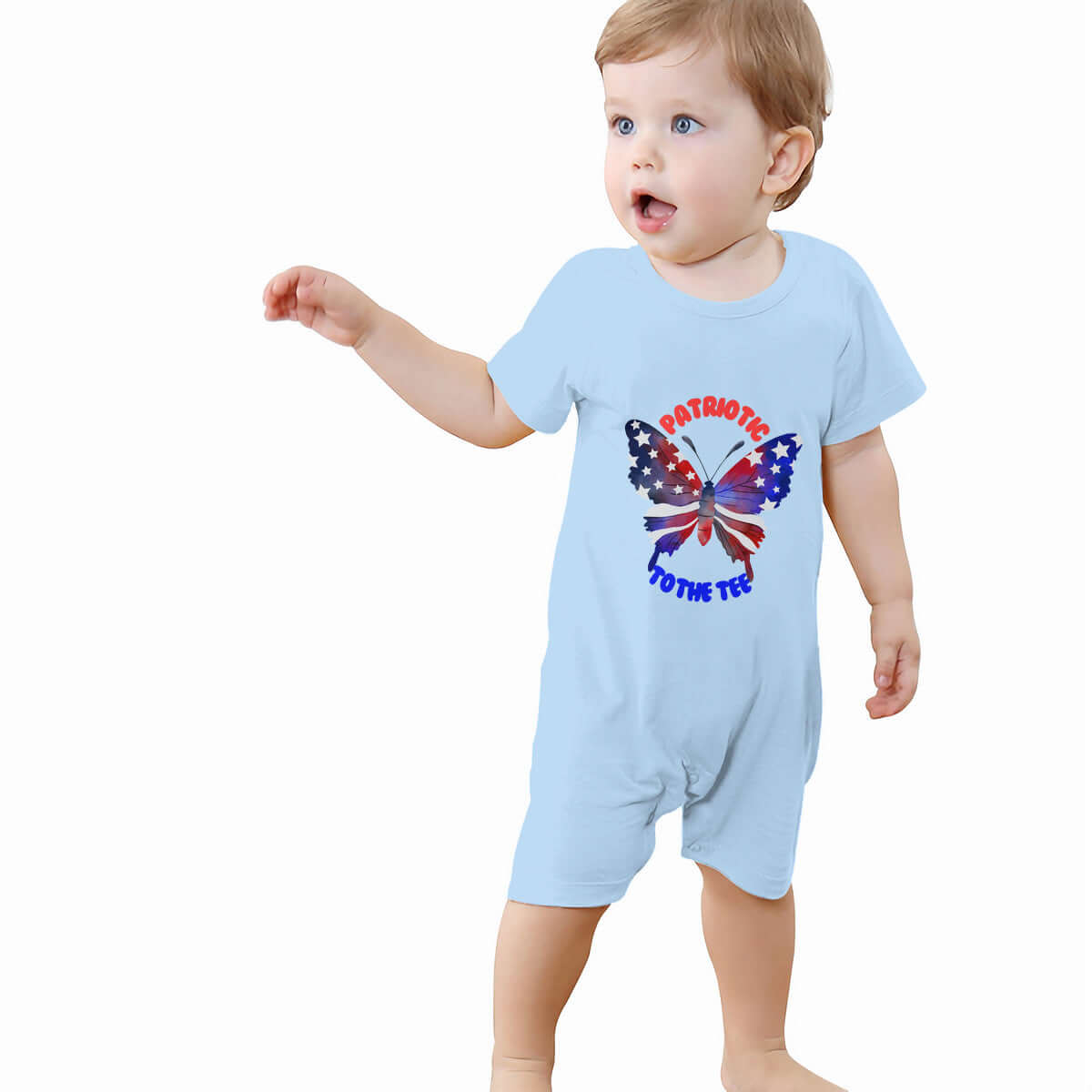 Sky Blue - 4th of July Baby Short Sleeve Rompers Cute Onesies - Baby bodysuits at TFC&H Co.