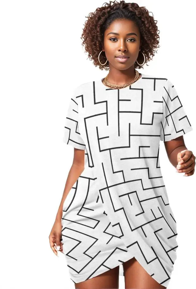 - Labyrinth Women’s Stacked Hem T-shirt With Short Sleeves Voluptuous (+) Plus Size - womens top at TFC&H Co.
