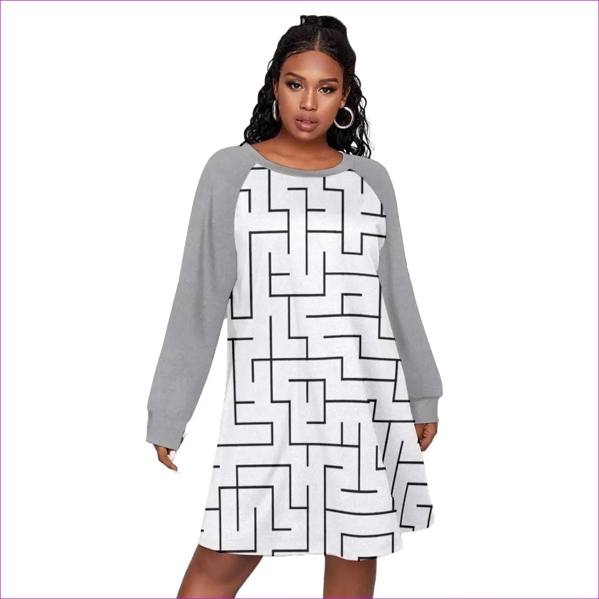 - Labyrinth Womens Dress With Raglan Sleeve Voluptuous (+) Plus Size - womens dress at TFC&H Co.