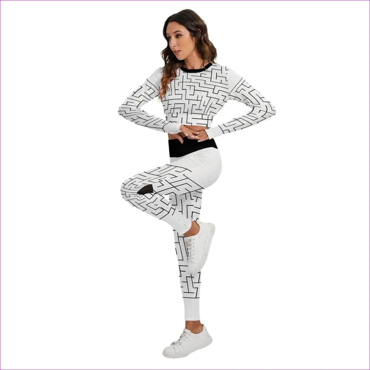 Labyrinth Womens Sport Set With Backless Top And Leggings - women's top & leggings set at TFC&H Co.