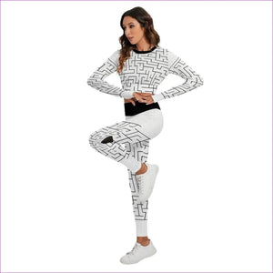 Labyrinth Womens Sport Set With Backless Top And Leggings - women's top & leggings set at TFC&H Co.