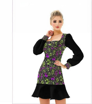 - Leopard Splash Grunge Womens Ruffle Hem Skinny Dress - womens dress at TFC&H Co.
