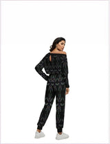 Black - Mandala Womens Off-Shoulder Jumpsuit - womens jumpsuit at TFC&H Co.