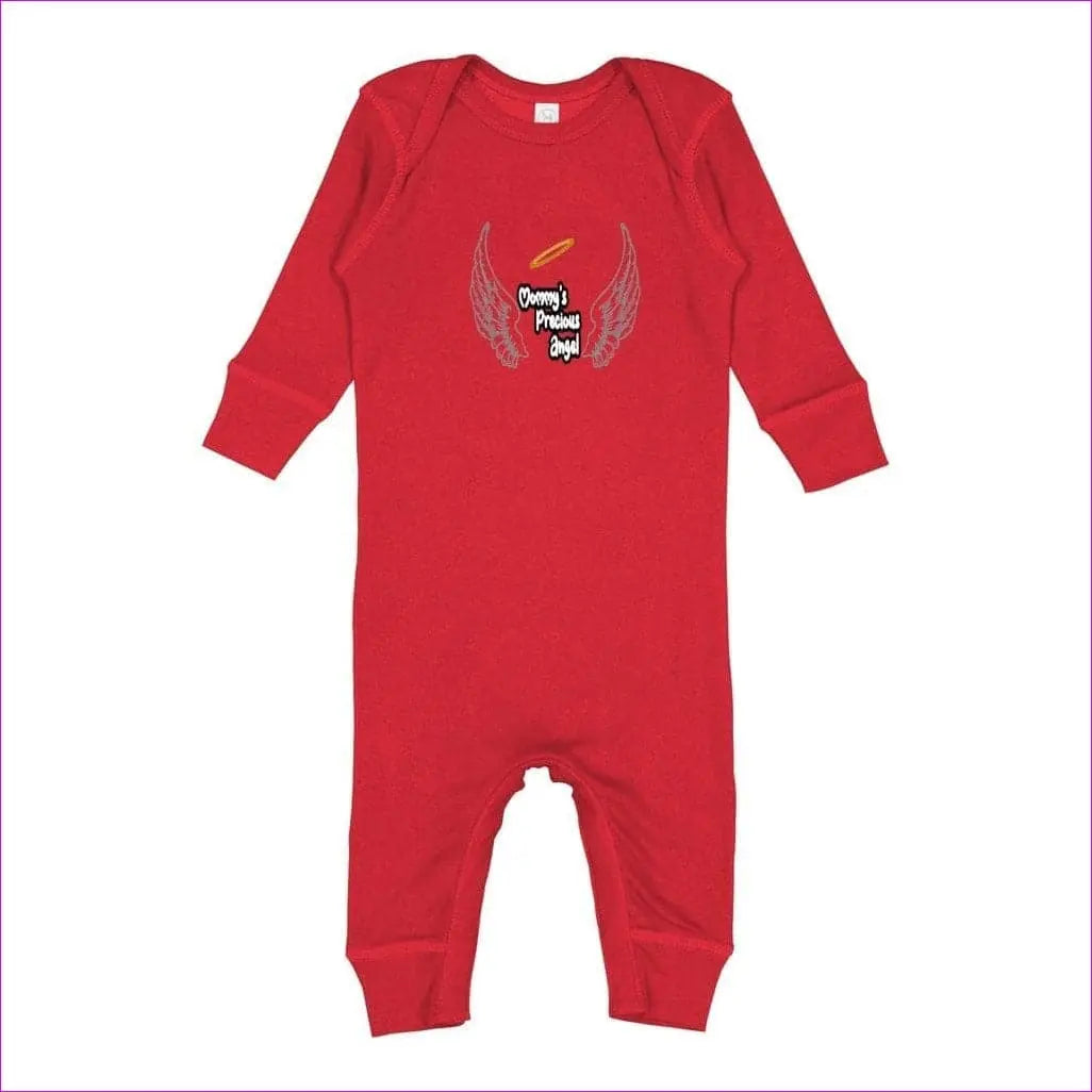 Red - Mommy's Precious Angel Infant Long Legged Baby Rib Organic Bodysuit - infant jumpsuit at TFC&H Co.