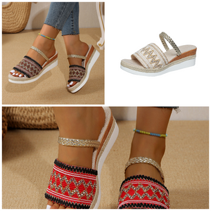 - New Color-blocked Wave-patterned Sandals - womens sandals at TFC&H Co.