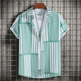 C230 - Men's Fashion Slim-fit Printed Short Sleeve Button Up Shirts - mens button up shirt at TFC&H Co.
