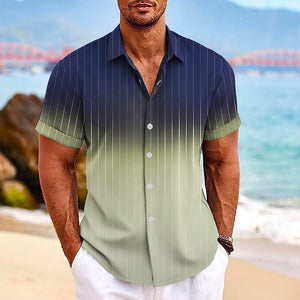 DCS03WMDCS05 - Summer Gradient Striped Lapel Button Up Shirt for Men - Men's Clothing - mens button up shirt at TFC&H Co.