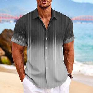 DCS03WMDCS01 - Summer Gradient Striped Lapel Button Up Shirt for Men - Men's Clothing - mens button up shirt at TFC&H Co.