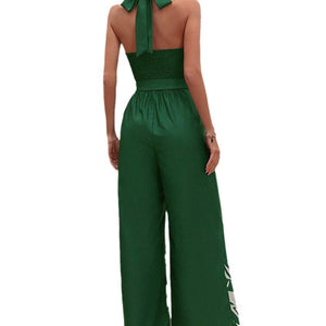 - Belted Halter Backless Jumpsuit For Women - womens jumpsuit at TFC&H Co.