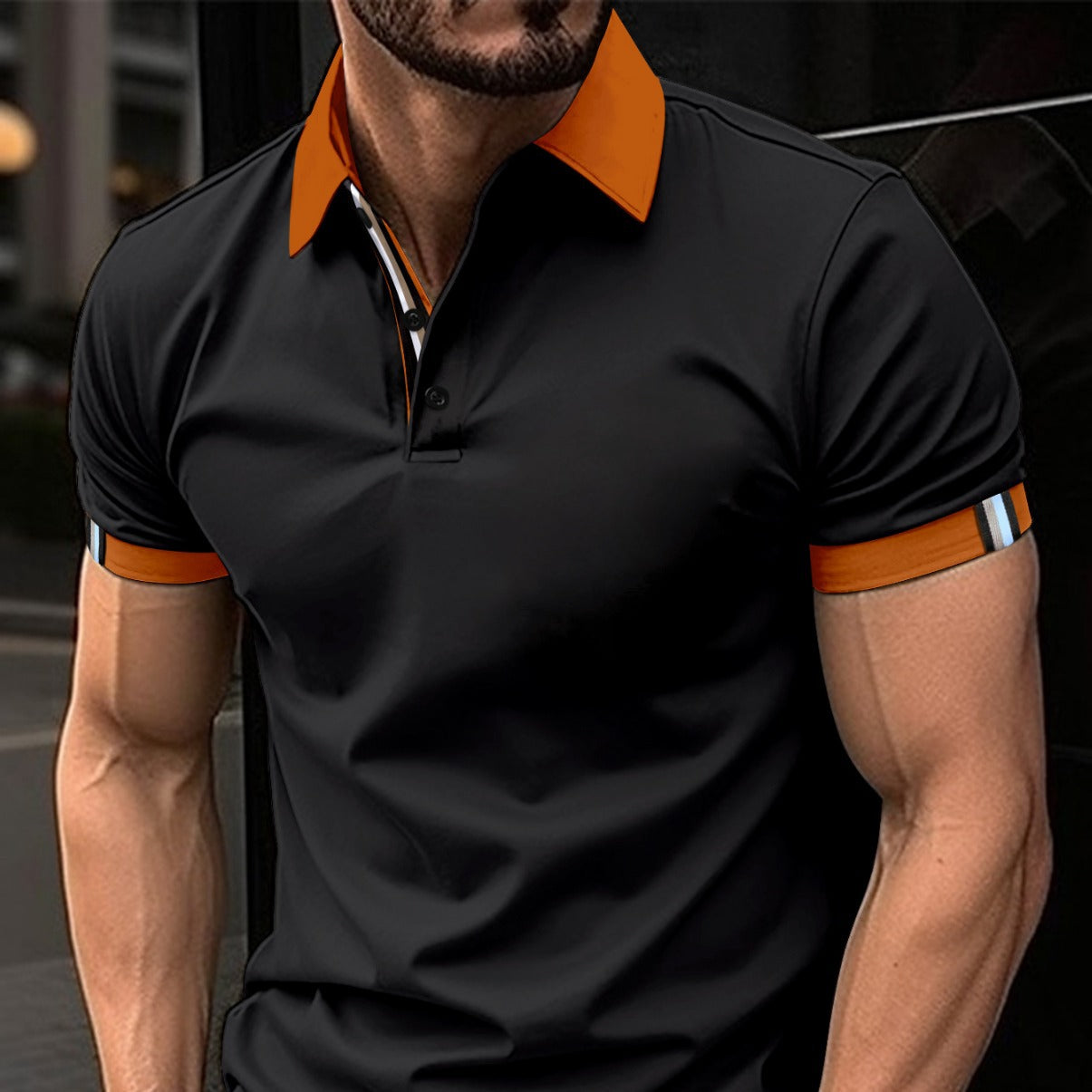 Men's Casual Button Solid Color Polo Shirt