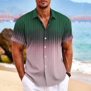 DCS03WMDCS03 - Summer Gradient Striped Lapel Button Up Shirt for Men - Men's Clothing - mens button up shirt at TFC&H Co.