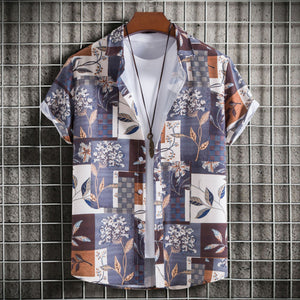 C232 - Men's Fashion Slim-fit Printed Short Sleeve Button Up Shirts - mens button up shirt at TFC&H Co.