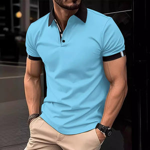 - Men's Casual Button Solid Color Polo Shirt - mens polo shirt at TFC&H Co.