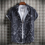 C222 - Men's Fashion Slim-fit Printed Short Sleeve Button Up Shirts - mens button up shirt at TFC&H Co.