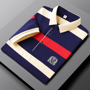 Blue And Red - Summer Men's Short-sleeved Polo Shirt - mens polo shirt at TFC&H Co.