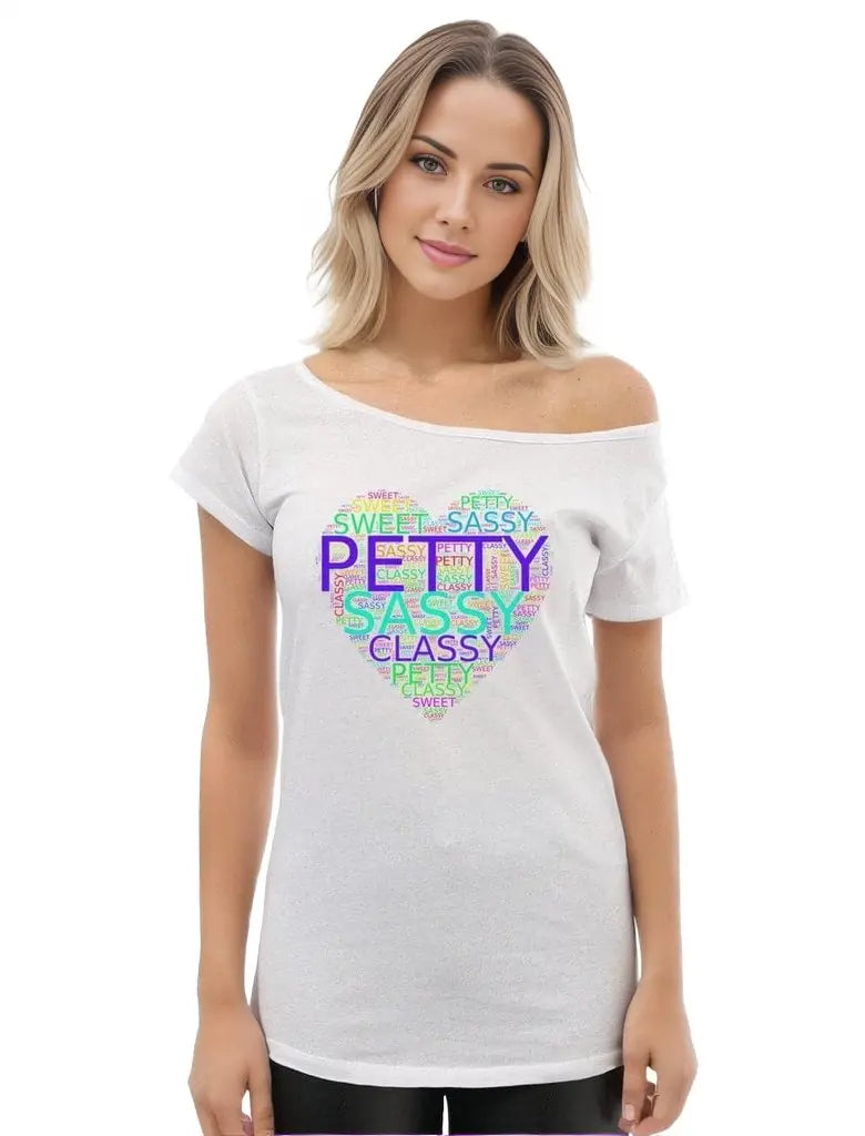 White - Petty Womens Off The Shoulder T-shirt - womens t-shirt at TFC&H Co.