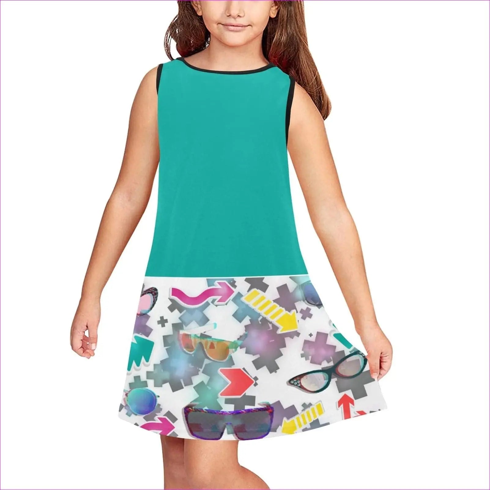 Shades 2* Girls' Sleeveless Dress (ModelD58) - Shades Girls Sleeveless Dress 2 Variations - kids dress at TFC&H Co.