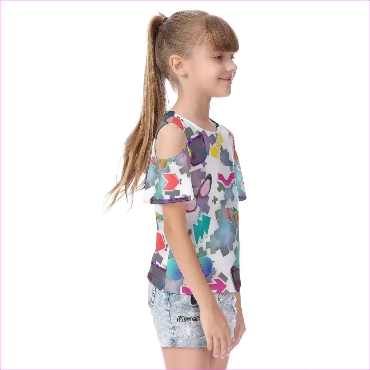 Shades Kids Cold Shoulder T-shirt With Ruffle Sleeves - kid's top at TFC&H Co.