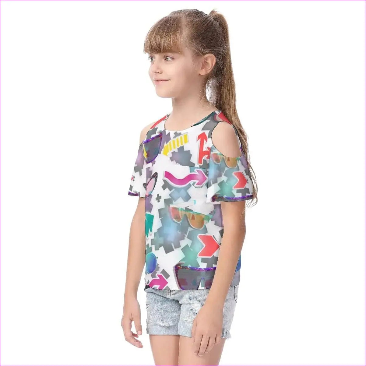 - Shades Kids Cold Shoulder T-shirt With Ruffle Sleeves - kids top at TFC&H Co.