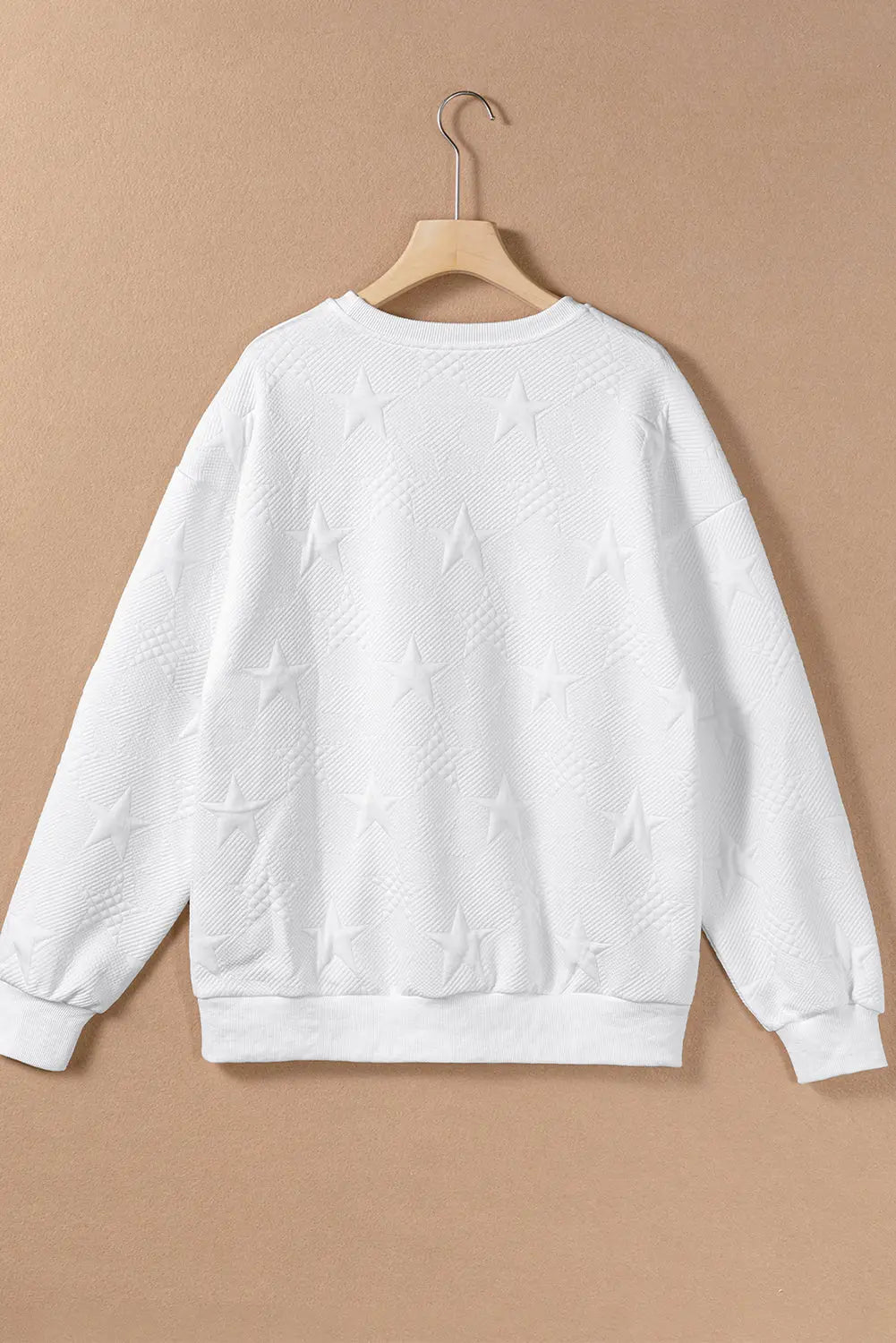 Star Embossed Textured Drop Shoulder Sweatshirt - women's sweatshirt at TFC&H Co.