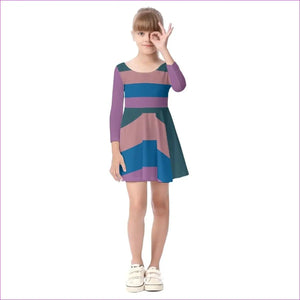 multi-colored Striped Kids Girls Long Sleeve Dress - kid's dress at TFC&H Co.