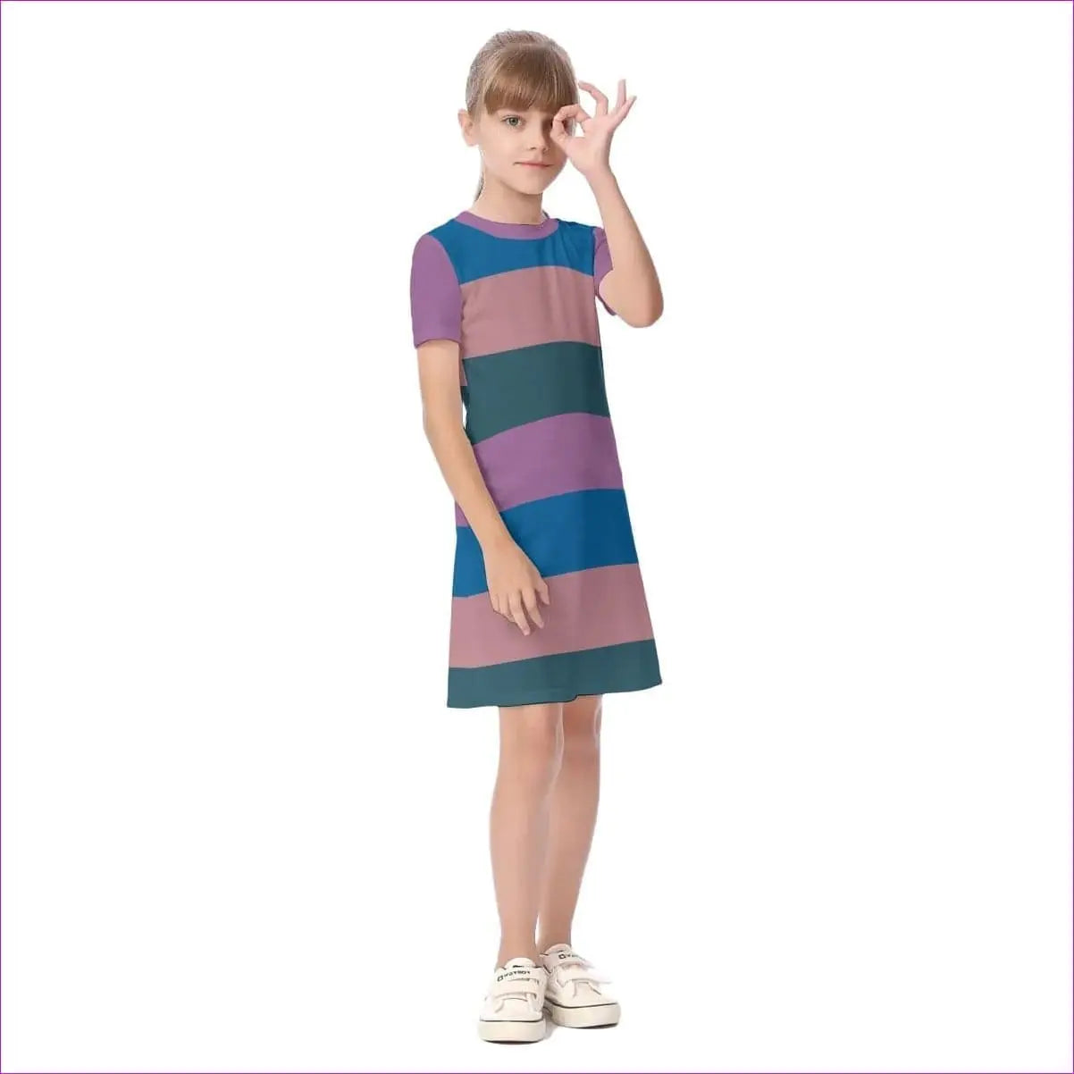 Striped Kids Girls Short Sleeve Dress - kid's dress at TFC&H Co.
