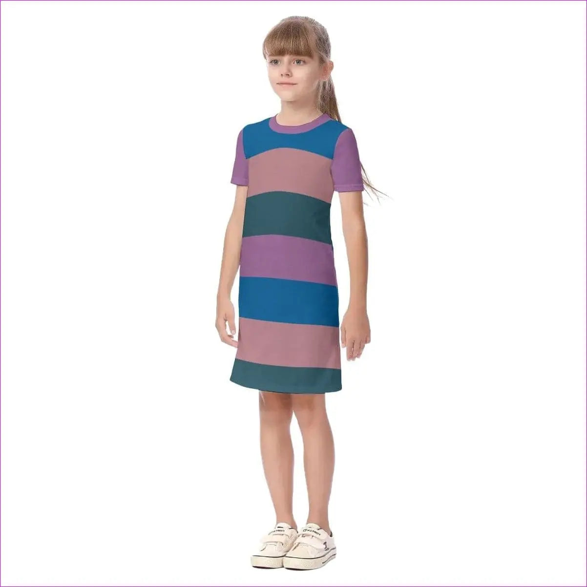 - Striped Kids Girls Short Sleeve Dress - kids dress at TFC&H Co.
