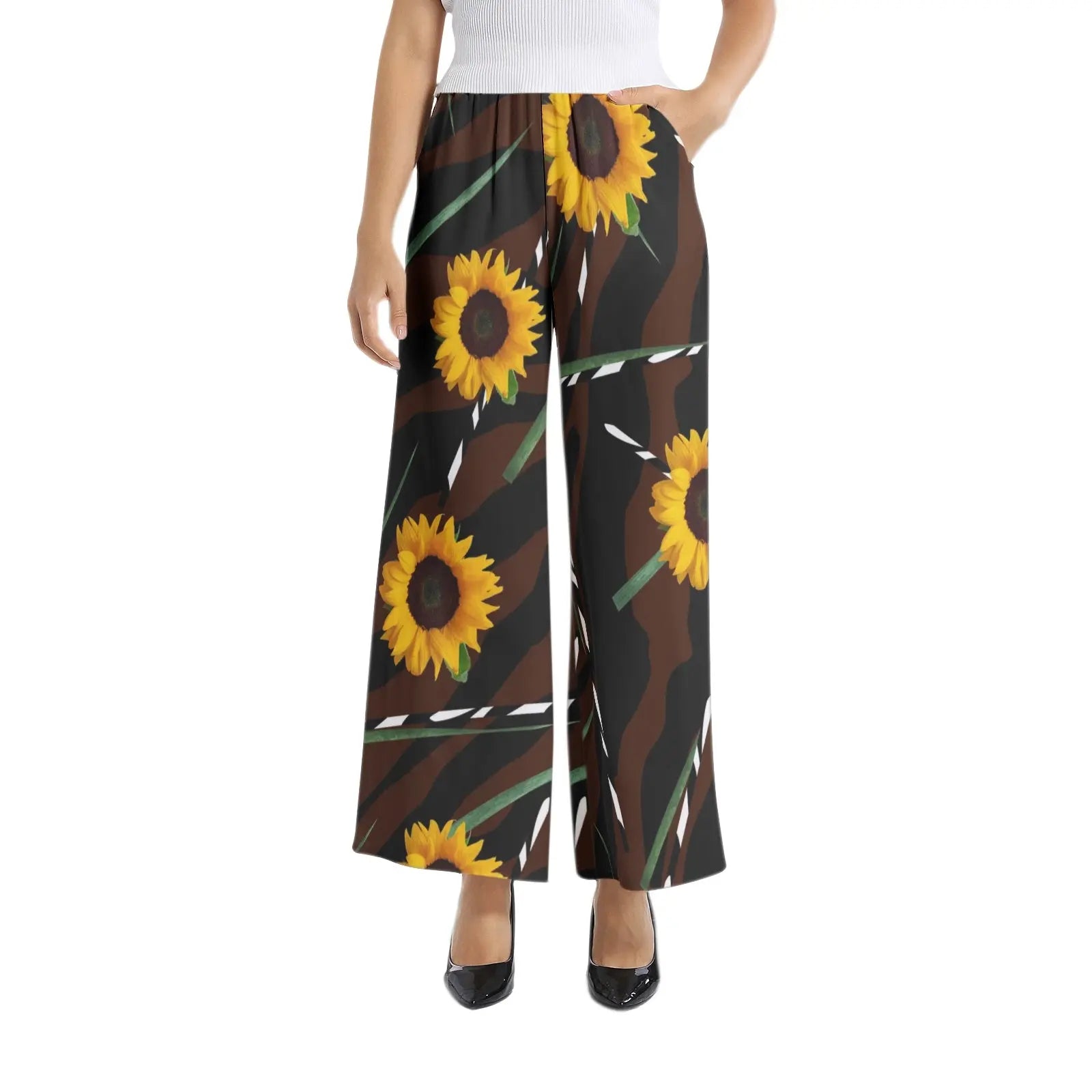 3XL - Sunflower Wild Elastic Waist Wide Leg Pant - womens pants at TFC&H Co.