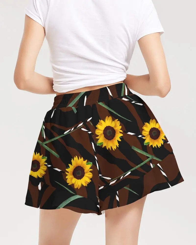 - Sunflower Wild Women's Ruffle Shorts - womens shorts at TFC&H Co.