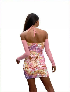 - Tie-Dye Print Women's Halter Lace-up Dress - womens halter dress at TFC&H Co.