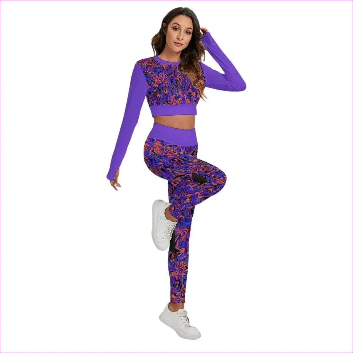 Multi-colored - Trip Women's Sport Set With Backless Top And Leggings - womens top & leggings set at TFC&H Co.