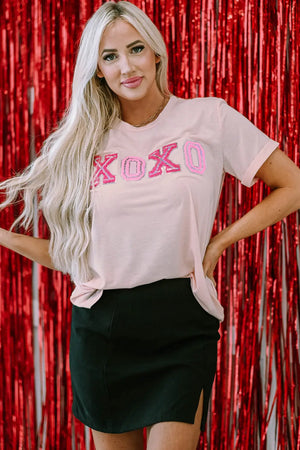 Valentines Shiny XOXO Graphic T-shirt - women's t-shirt at TFC&H Co.