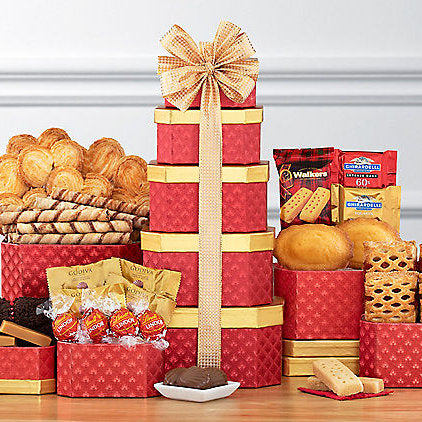 - Deluxe Chocolate & Sweets: Gourmet Gift Tower - Gift basket at TFC&H Co.