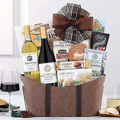 California Pinot Noir & Sauvignon Blanc: Wine Gift Basket - Gift basket at TFC&H Co.