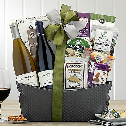 - La Crema Red & White Duet: Gourmet Wine Gift Basket - Gift basket at TFC&H Co.