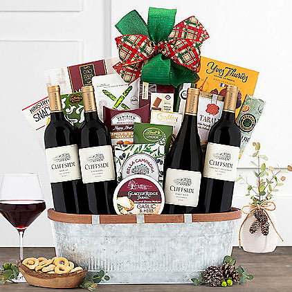 - Cliffside Vineyards Red Quartet: Gourmet Wine Basket - Gift basket at TFC&H Co.