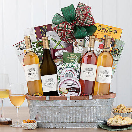 - Cliffside Vineyards Quartet: White Wine Gift Basket - Gift basket at TFC&H Co.