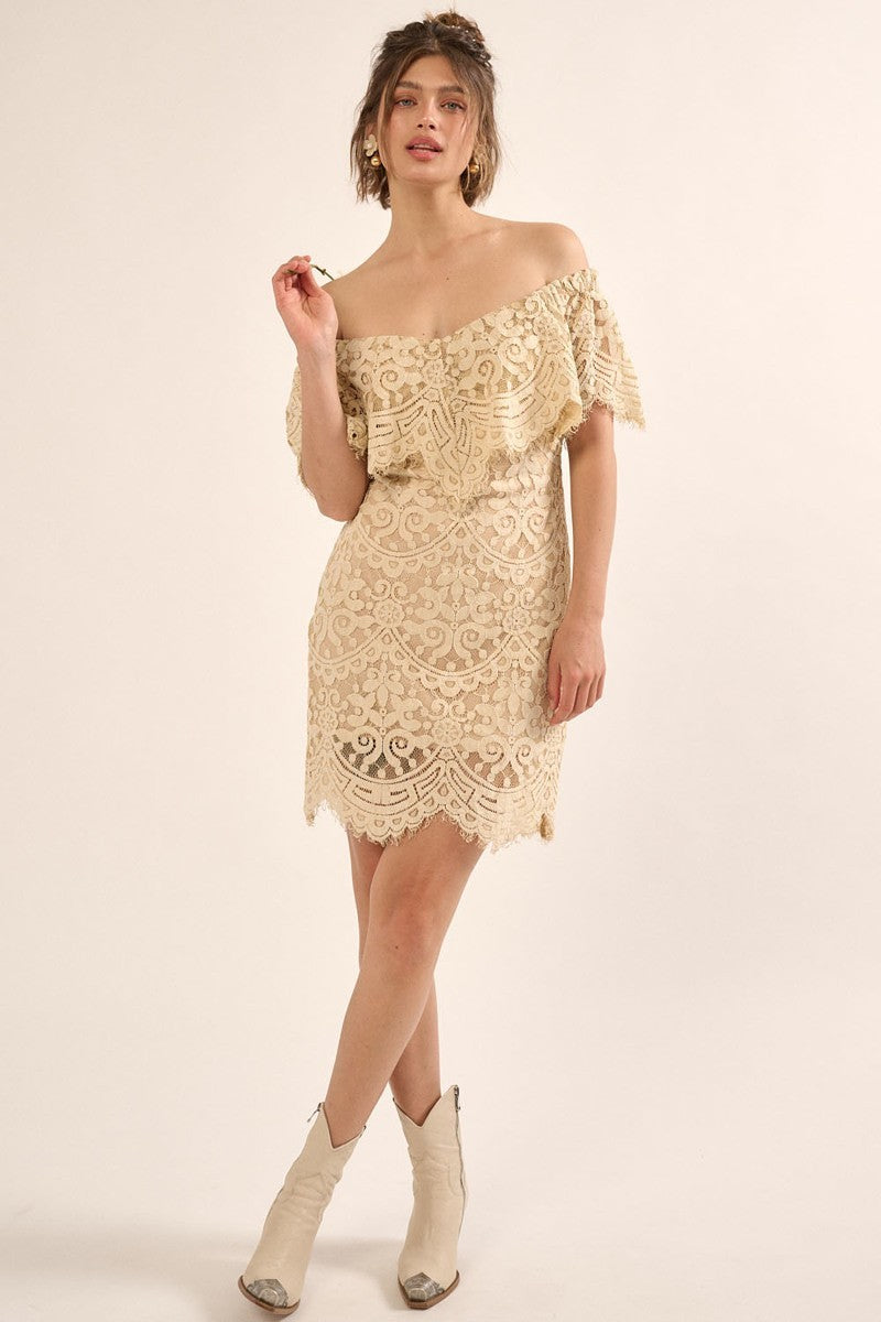 A Lace, Woven Mini Dress - Ships from The US - women's dress at TFC&H Co.