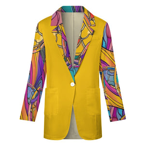 GoldenRod multi-colored sleeve - Abstract Urbania Women's Casual Suit Jacket - womens suit at TFC&H Co.