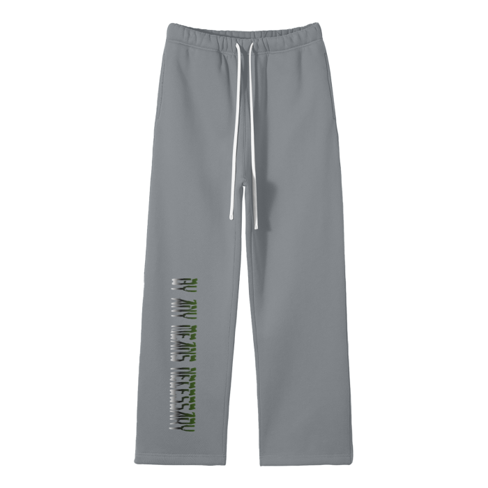 Gray - By Any Means Necessary - B.A.M.N Streetwear Unisex Solid Color Fleece Straight Leg Jogging Pants - unisex joggers at TFC&H Co.