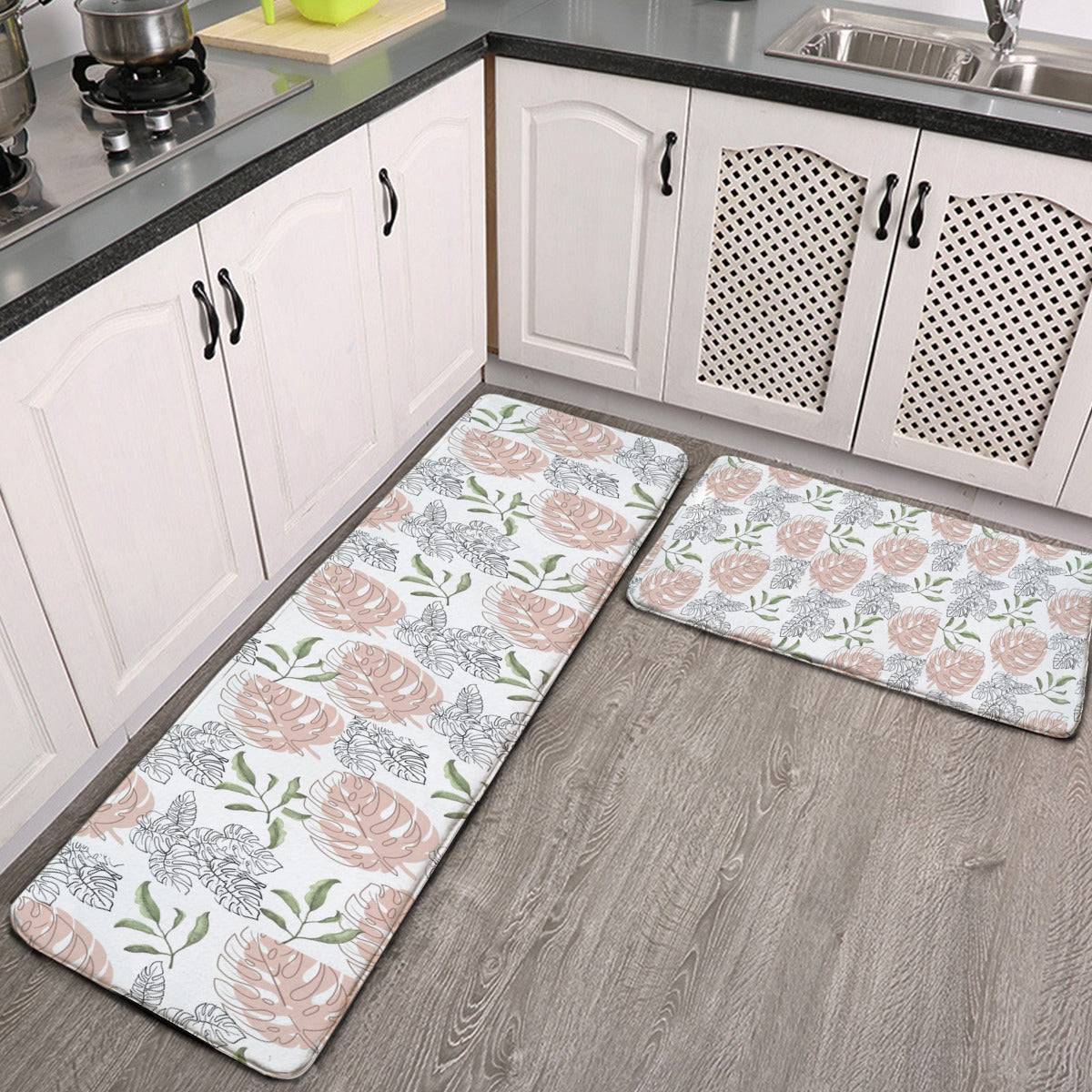 White Standard suit - White Floral L Kitchen Rugs - kitchen rugs at TFC&H Co.