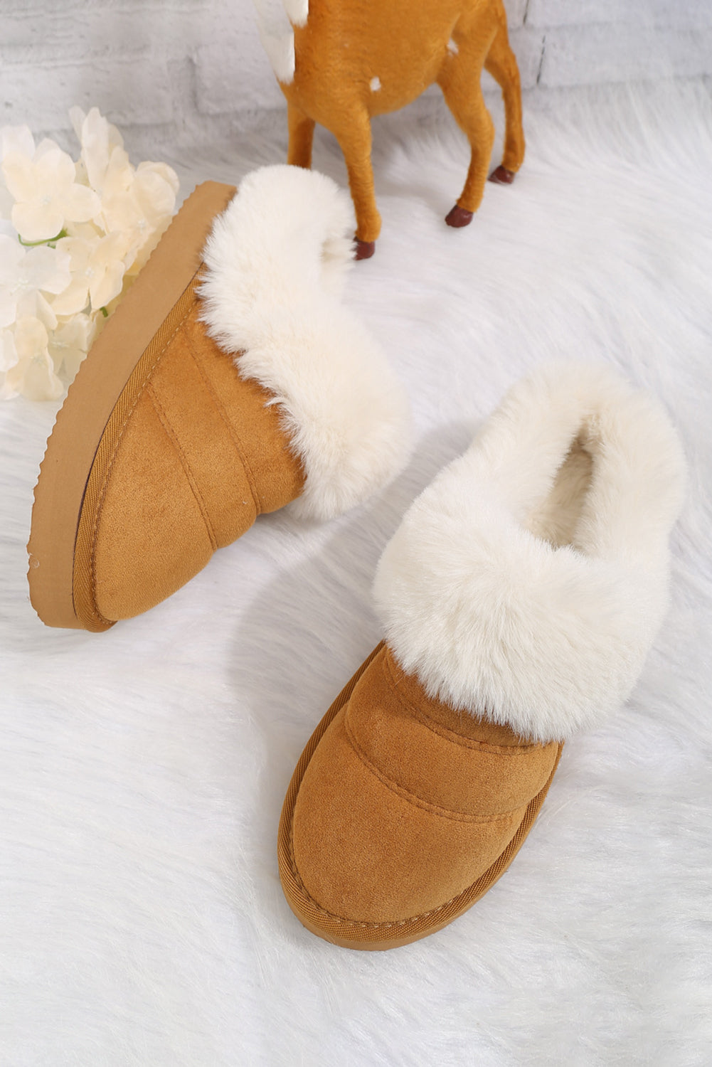 Plush Suede Patchwork Thick Sole Slippers - 2 colors - women's slippers at TFC&H Co.