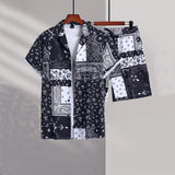 Style 1 - Paisley Cashew Flower Casual Shorts Cardigan Outfit Sets For Men - mens short set at TFC&H Co.