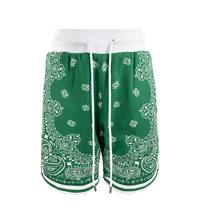 Green - Cashew Flower Paisley Casual Loose Sports Basketball Shorts For Men - mens shorts at TFC&H Co.