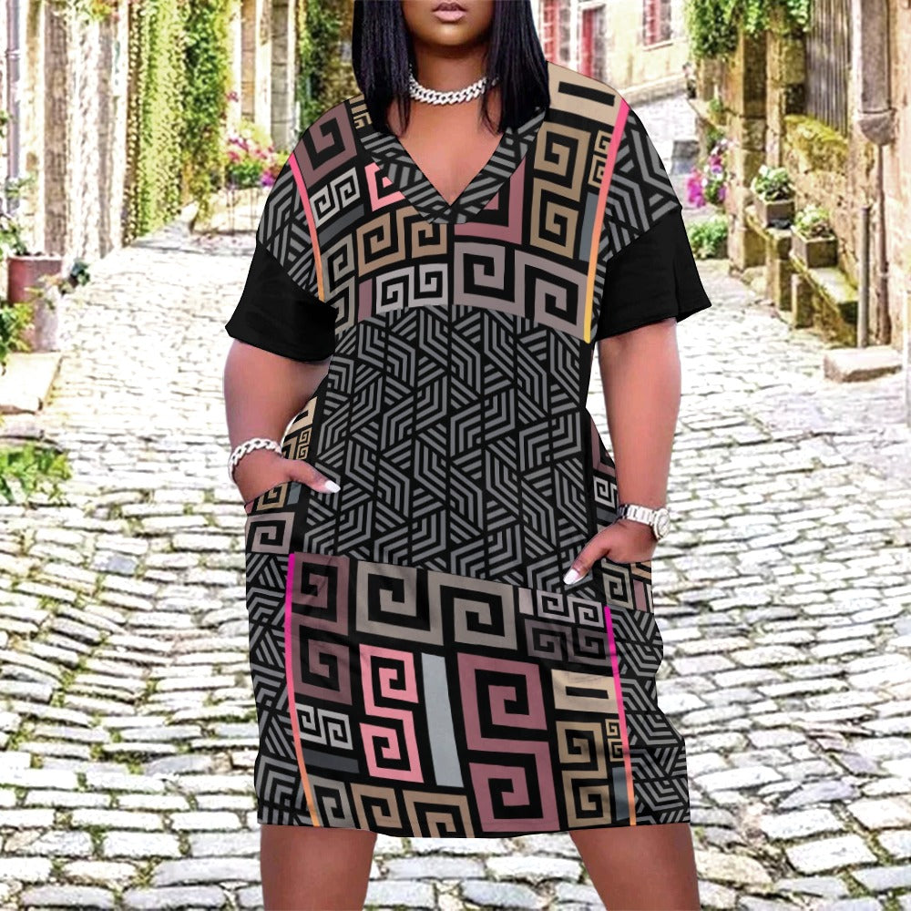 - Squared Loose Voluptuous (+) Pocket Plus Size Dress - womens plus size dress at TFC&H Co.