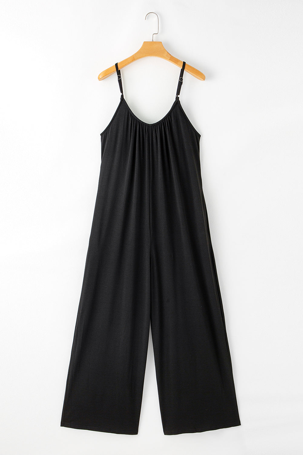 - Black Adjustable Knotted Spaghetti Straps Women's Wide Leg Jumpsuit - womens jumpsuit at TFC&H Co.