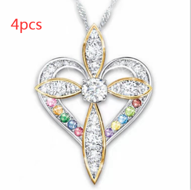 Love heart shaped cross 4PCS Fashion Love Heart Shaped Cross Pendant - necklace at TFC&H Co.