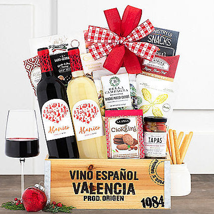 - Abanico Spanish Wine Duet: Wine Gift Basket - Gift basket at TFC&H Co.