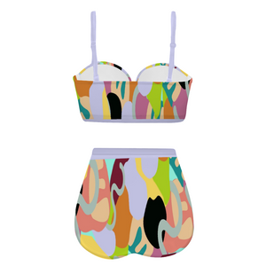 - Abstract Wild Women's High Waist Bikini Suspender Two Piece Swimsuit - womens bikini set at TFC&H Co.