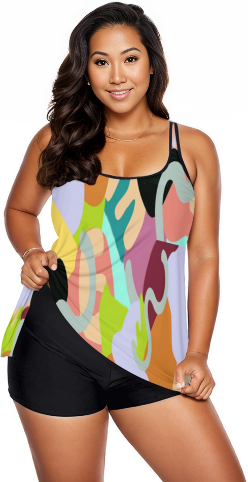 5XL - Abstract Wild Women's Voluptuous (+) Plus Size Two Piece Swimsuit - womens swimsuit at TFC&H Co.